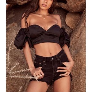 Levi’s 501 Black Denim Jean High Rise Shorts Summer Distressed Festival Concert